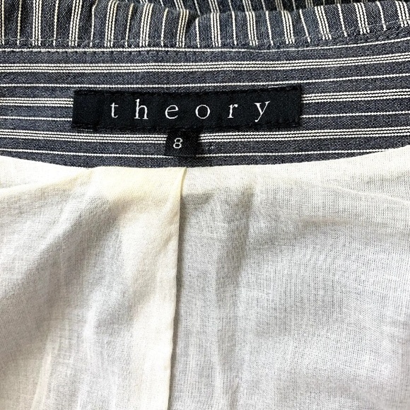 Theory Steel Blue Cotton Blend Striped Blazer - Size 8 Medium - Picture 5 of 5